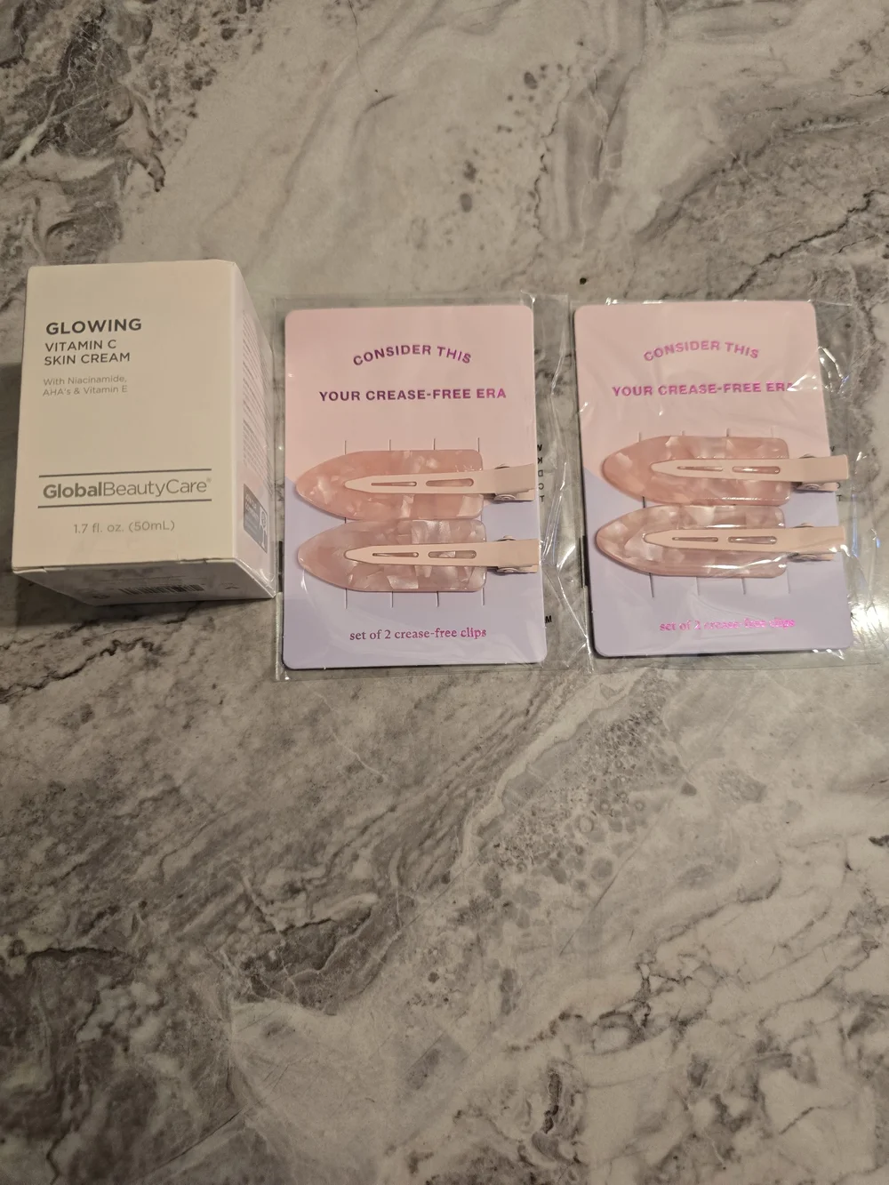 Avon Embroidered Clutch, Vitamin C skin Cream, 2 Packa Hair Clips